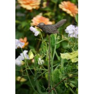 Metalowy ptak ozdoba ogrodowa do wbicia szary loft 90 cm