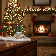 Figurka piernikowe auto z choinką LED dekoracja świąteczna 16 cm