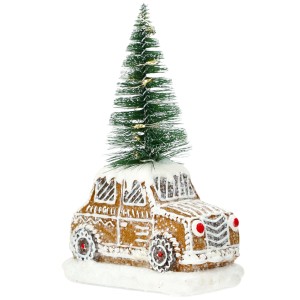 Figurka piernikowe auto z choinką LED dekoracja świąteczna 16 cm