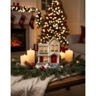 Figurka domek zimowy LED biała dekoracja świąteczna 26 cm