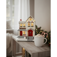 Figurka domek zimowy LED biała dekoracja świąteczna 26 cm