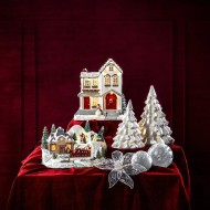 Figurka domek zimowy LED biała dekoracja świąteczna 26 cm