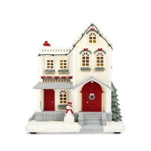 Figurka domek zimowy LED biała dekoracja świąteczna 26 cm