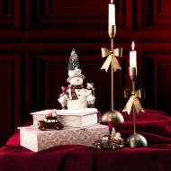 Figurka LED bałwan z dziećmi dekoracja świąteczna 22 cm