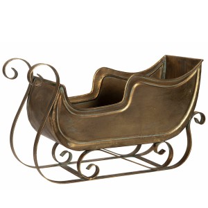 Figurka sanie dekoracyjne metalowe w kolorze starego złota 40 cm