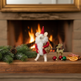 Figurka świąteczna mysz wełniana handmade w stroju Mikołaja