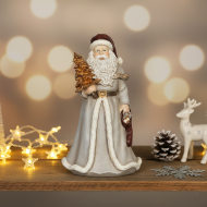 Figurka świąteczna Mikołaj szary 26 cm dekoracja