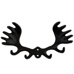Wieszak ścienny żeliwny rogi łosia czarny mat