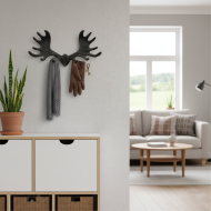 Zawieszka ścienna żeliwna rogi łosia czarny mat 36 cm