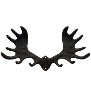 Zawieszka ścienna żeliwna rogi łosia czarny mat 36 cm