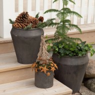 Doniczki metalowe loft komplet 2 szt. szare duże