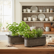 Doniczki metalowe korytka loft komplet 2 szt. szare