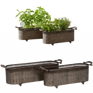 Doniczki metalowe korytka loft komplet 2 szt. szare