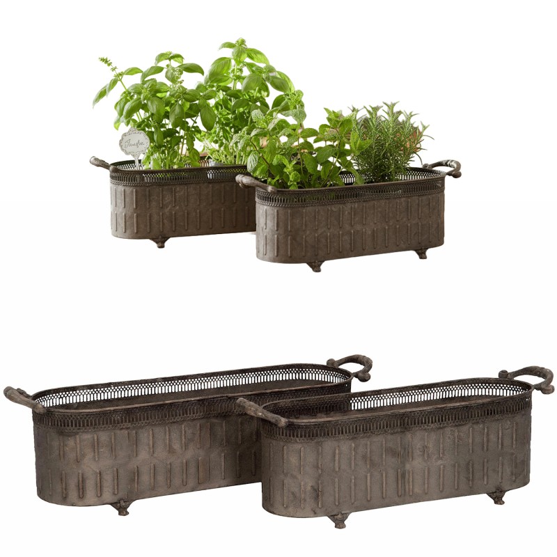 Doniczki metalowe korytka loft komplet 2 szt. szare