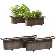 Doniczki metalowe korytka loft komplet 2 szt. szare