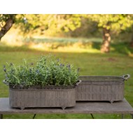 Doniczki metalowe korytka loft komplet 2 szt. szare