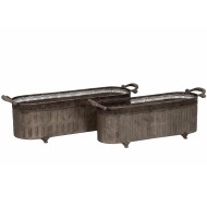 Doniczki metalowe korytka loft komplet 2 szt. szare