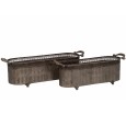 Doniczki metalowe korytka loft komplet 2 szt. szare