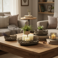 Tace metalowe retro komplet 3 szt. postarzany zielony