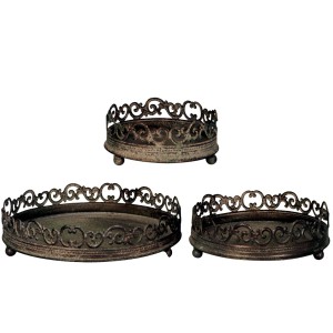 Tace metalowe retro komplet 3 szt. postarzany zielony