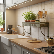 Półka metalowa loft retro antyczny zielony 56 cm