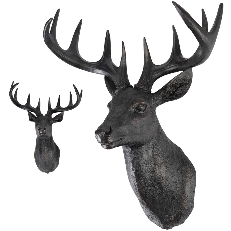 Trofeum jelenia czarne matowe 48 cm dekoracja ścienna