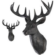 Trofeum jelenia czarne matowe 48 cm dekoracja ścienna