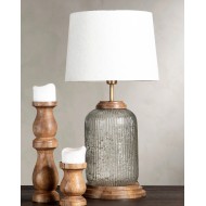 Lampa stołowa drewniano-szklana 48 cm bez klosza E27