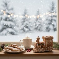 Figurka pociąg z pierników ceramiczny 18 cm dekoracja świąteczna