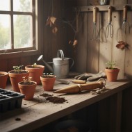 Pikownik drewniany do sadzenia rozsady 20,5 cm ogrodowy akacjowy