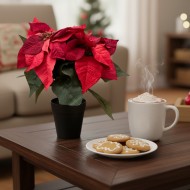 Sztuczna gwiazda betlejemska 28 cm w doniczce realistyczna dekoracja świąteczna