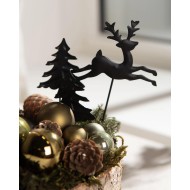 Ozdoba choinka metalowa na patyku do doniczek czarny mat 5 cm