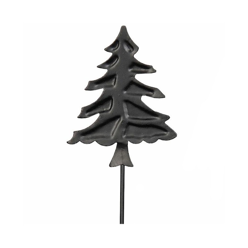 Ozdoba choinka metalowa na patyku do doniczek czarny mat 5 cm