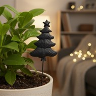 Ozdoba choinka metalowa na patyku do doniczek stroików czarny mat