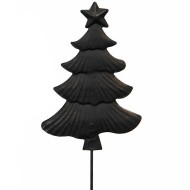 Ozdoba choinka metalowa na patyku do doniczek stroików czarny mat