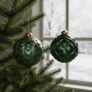 Bombki Zielone Szklane Okrągłe 2 szt. | Skandi.pl