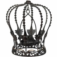 Lampion świecznik korona metalowa czarny mat na tealight i świece 15x17 cm