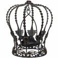 Lampion świecznik korona metalowa czarny mat na tealight i świece 15x17 cm