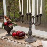 Patera drewniana na owocę i ciasto mango 25 cm naturalna na nóżkach