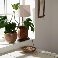 Patera drewniana na owocę i ciasto mango 25 cm naturalna na nóżkach