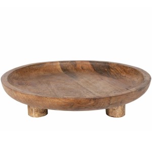 Patera drewniana na owocę i ciasto mango 25 cm naturalna na nóżkach