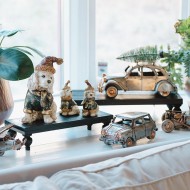 Podstawki drewniane czarne zestaw 2 szt. dekoracyjne pod świece i doniczki