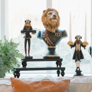 Podstawki drewniane czarne zestaw 2 szt. dekoracyjne pod świece i doniczki