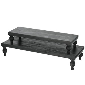 Podstawki drewniane czarne zestaw 2 szt. dekoracyjne pod świece i doniczki