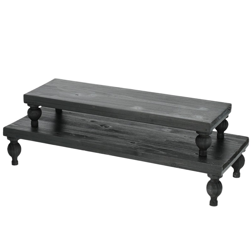 Podstawki drewniane czarne zestaw 2 szt. dekoracyjne pod świece i doniczki