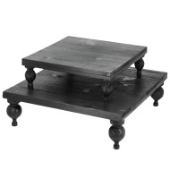 Podstawki drewniane czarne zestaw 2 szt. kwadratowe pod świece i doniczki