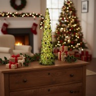 Świecąca Figurka Choinki z LED - Zielona, Zasilana Bateriami - Świąteczna Dekoracja