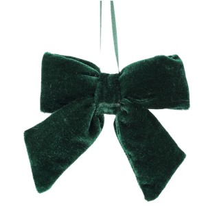 Zielona aksamitna kokardka świąteczna dekoracyjna do zawieszenia