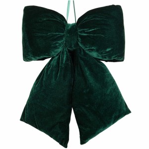 Zielona aksamitna wstążka dekoracyjna duża na drzwi świąteczna