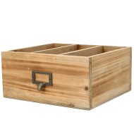 Drewniany organizer pudełko z przegródkami 3-komorowy z uchwytem